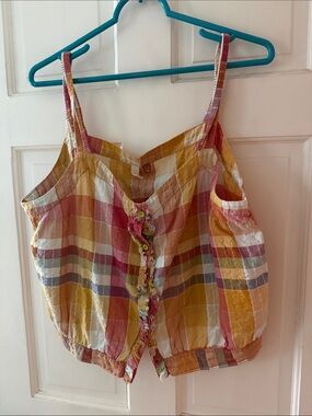 Free People Multicolor Plaid Button-Front Cami